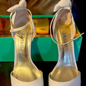 Cream fabric dress shoes wore for my wedding.